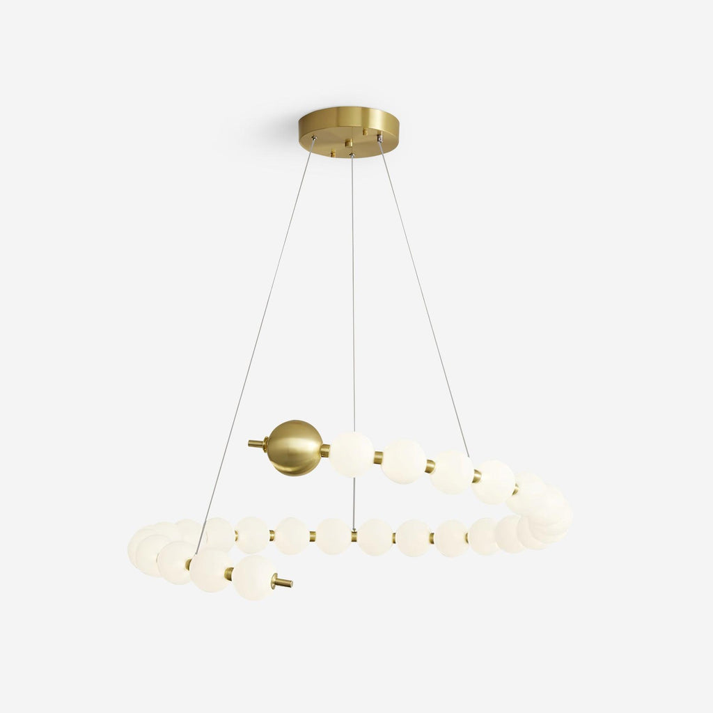 Chandelier Brass Ring Spheres Modern Minimalist