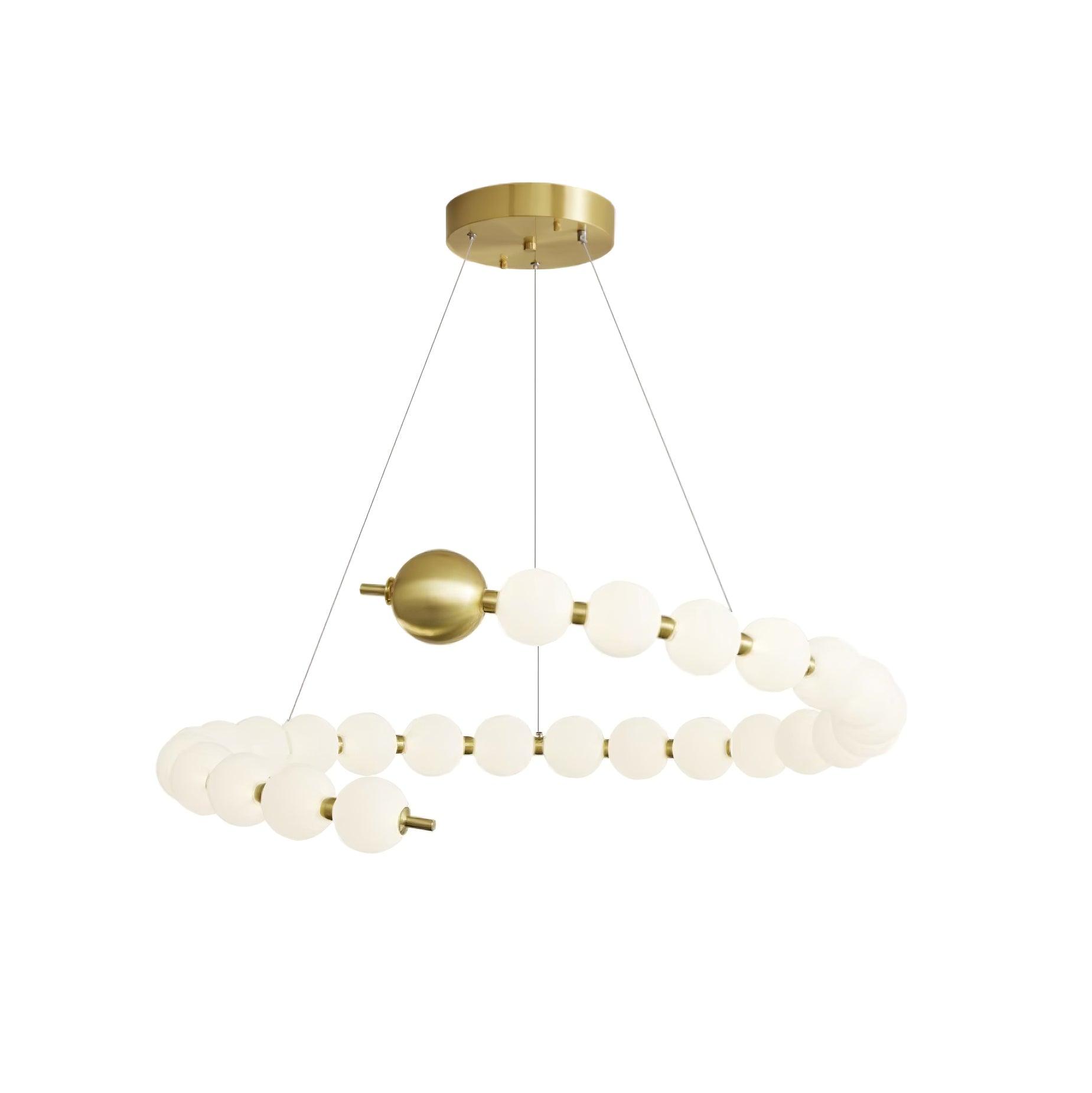 Chandelier Brass Ring Spheres Modern Minimalist