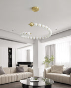 Chandelier Brass Ring Spheres Modern Minimalist