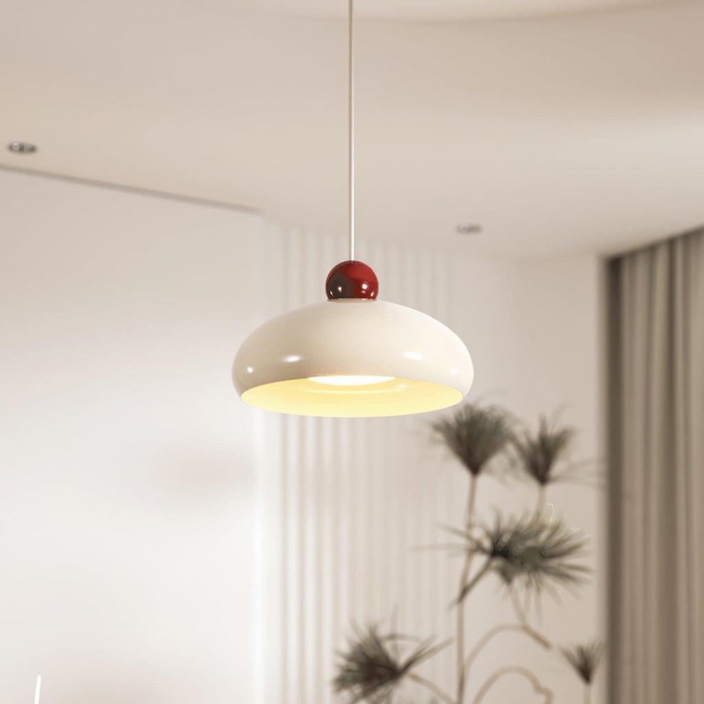 Pendant Light Dome Shade White Red