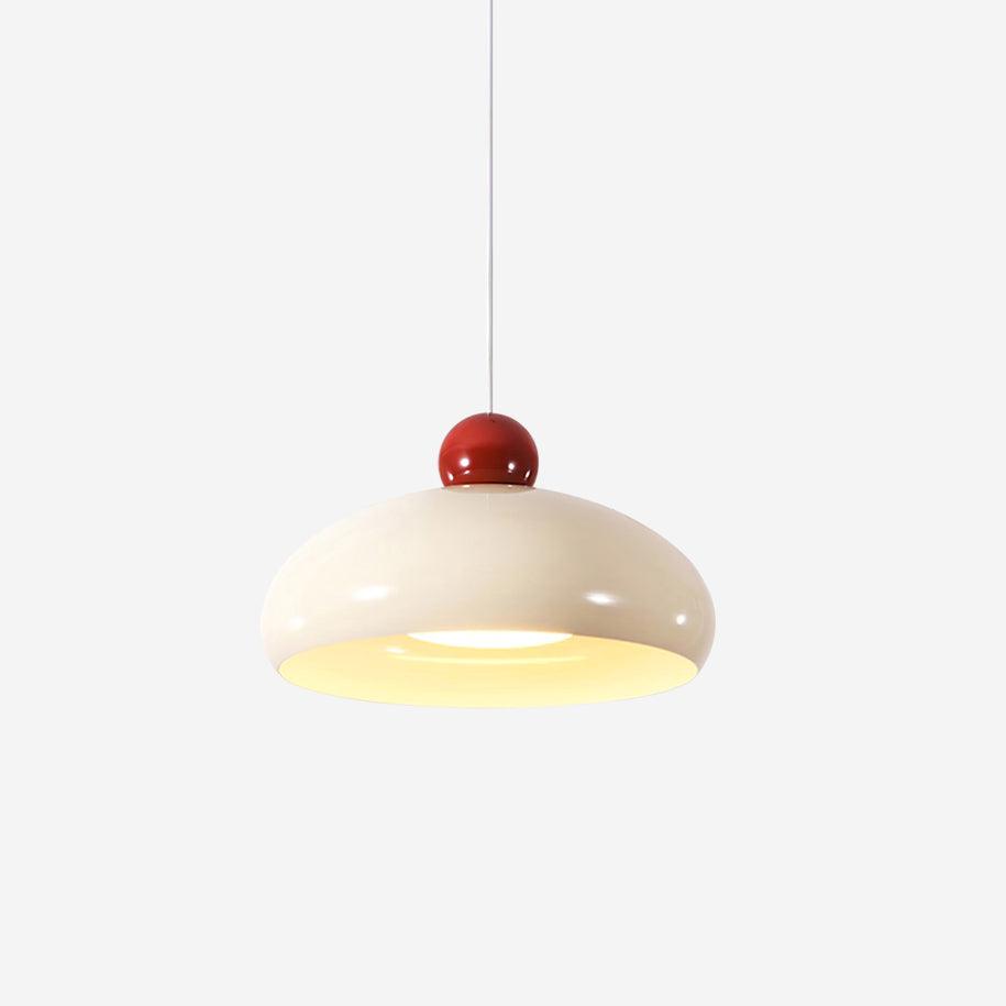 Pendant Light Dome Shade White Red