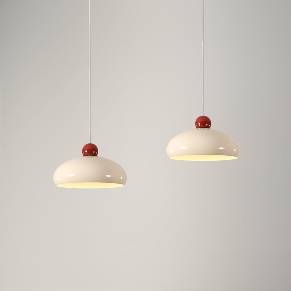 Pendant Light Dome Shade White Red