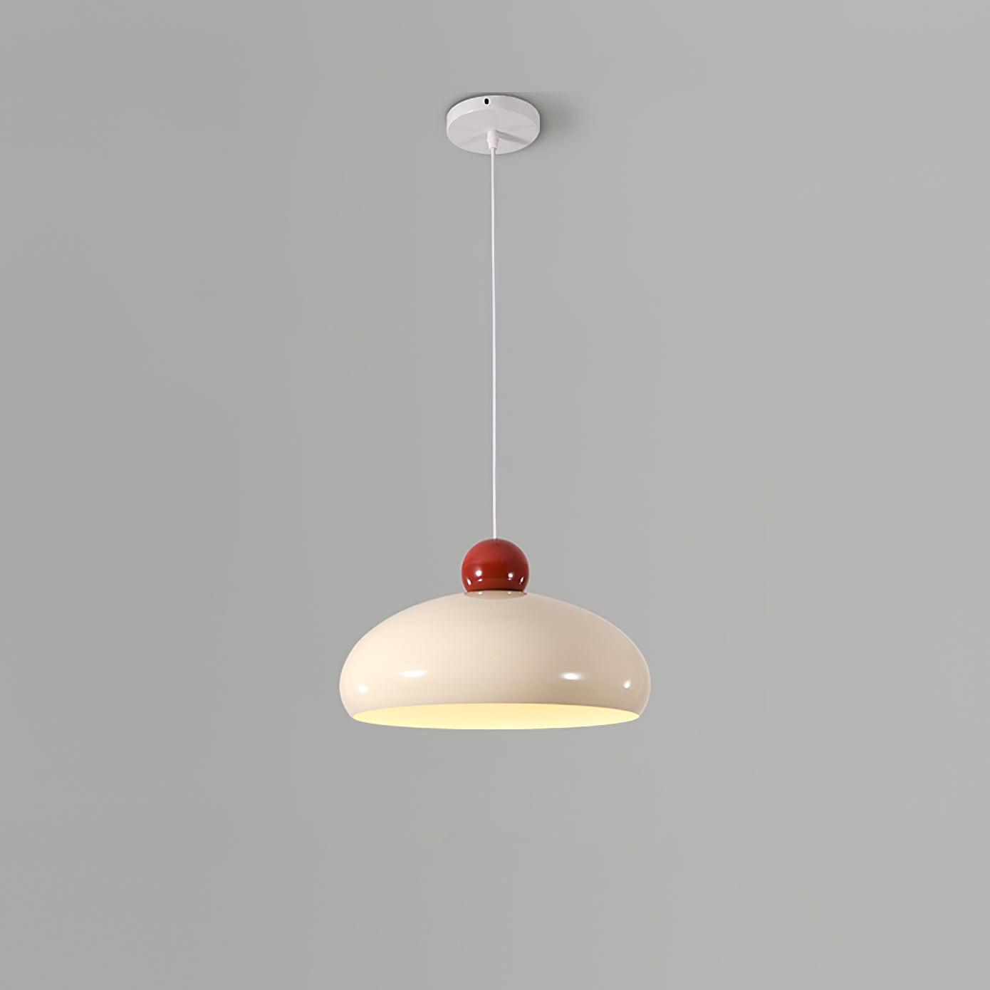 Pendant Light Dome Shade White Red