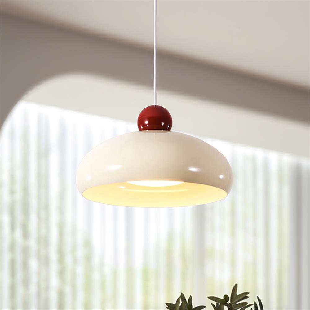 Pendant Light Dome Shade White Red