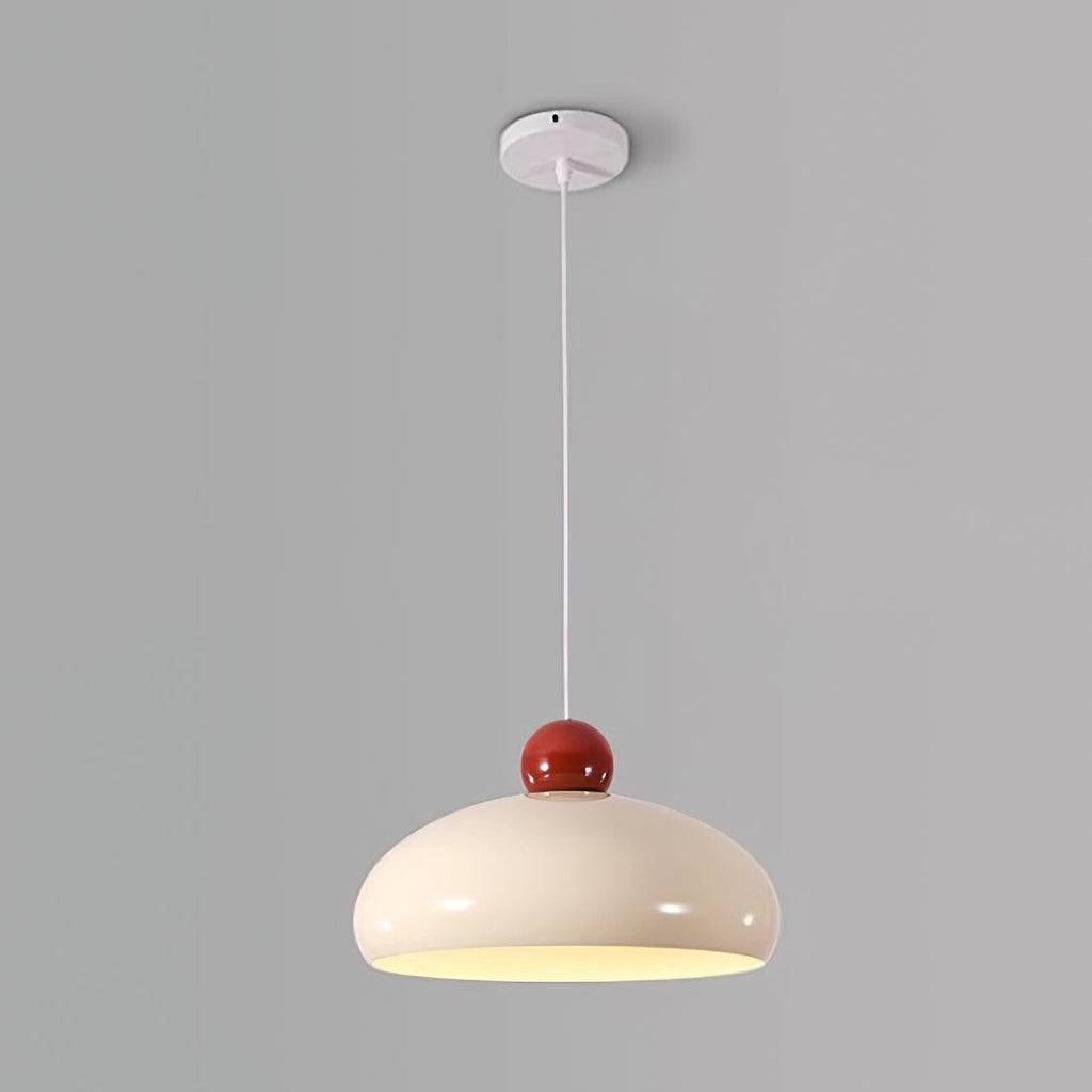 Pendant Light Dome Shade White Red