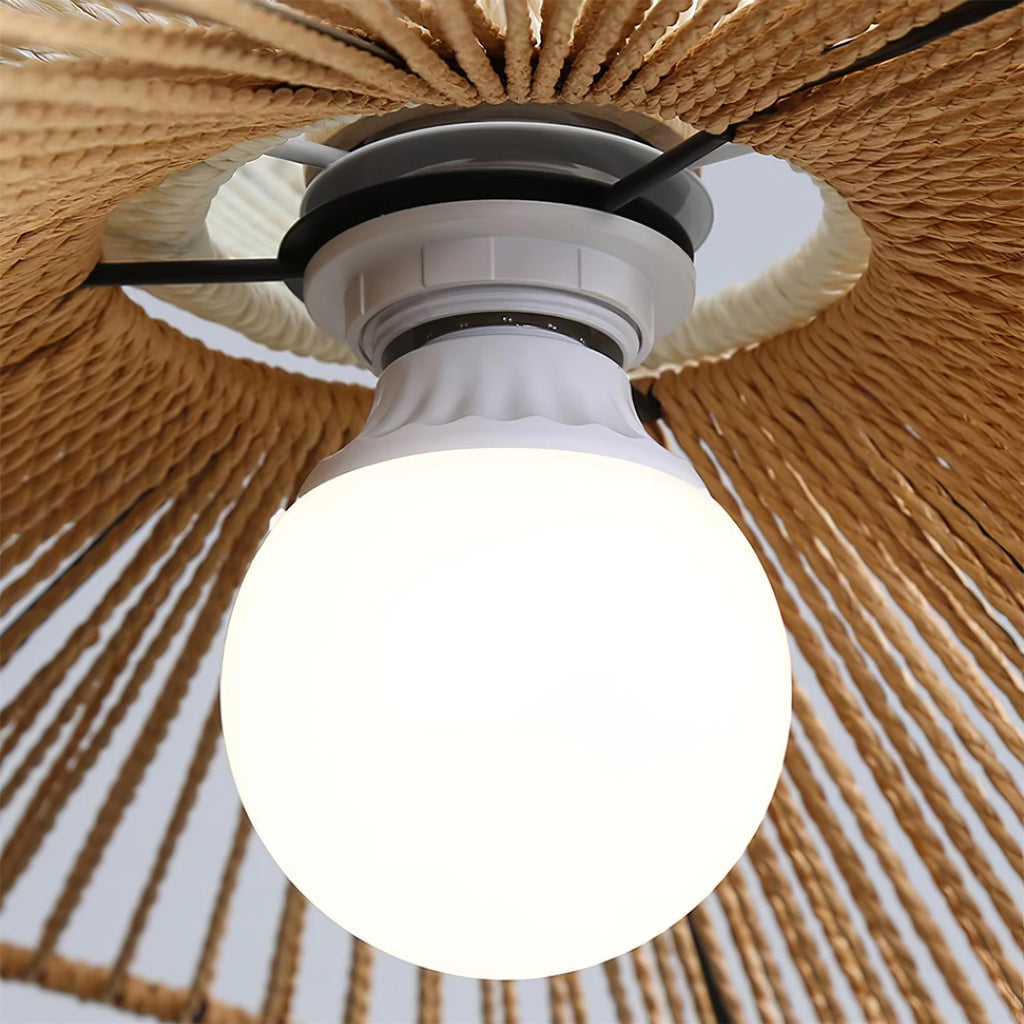Pendant Lamp Woven Hemp Shade Sculptural Natural Modern