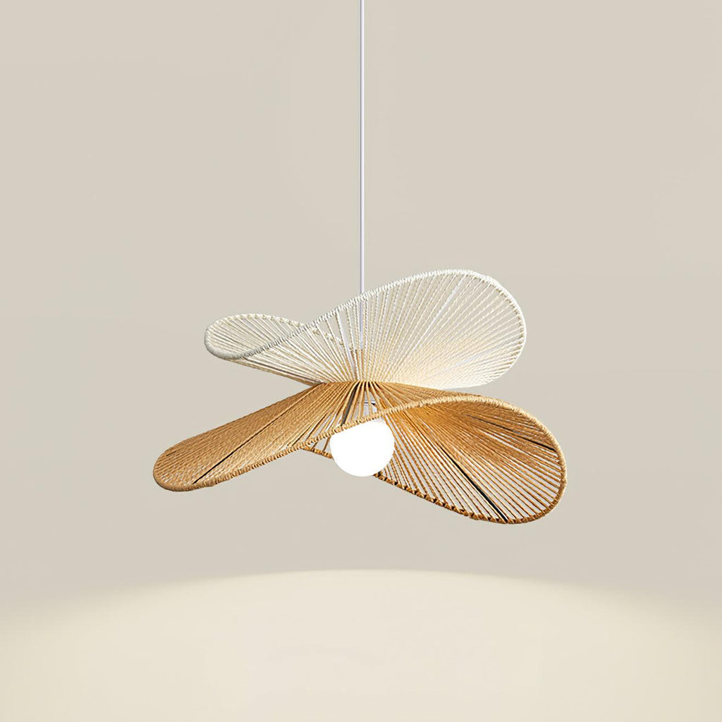 Pendant Lamp Woven Hemp Shade Sculptural Natural Modern