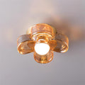 Ceiling Lamp with Amber Acrylic Clover Petals and Brass Scandi