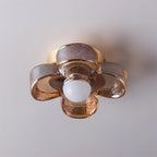 Ceiling Lamp with Amber Acrylic Clover Petals and Brass Scandi