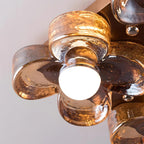 Ceiling Lamp with Amber Acrylic Clover Petals and Brass Scandi
