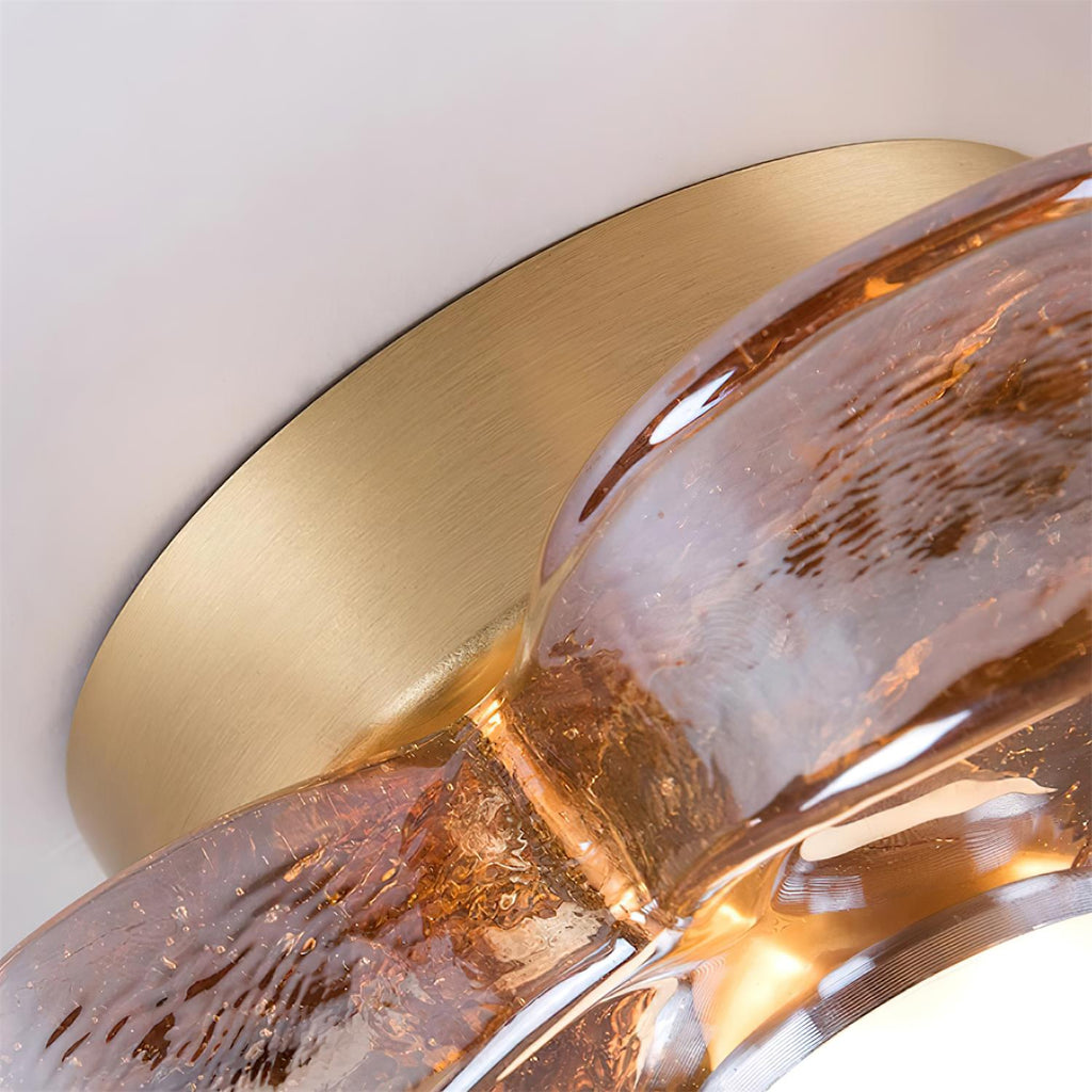 Ceiling Lamp with Amber Acrylic Clover Petals and Brass Scandi