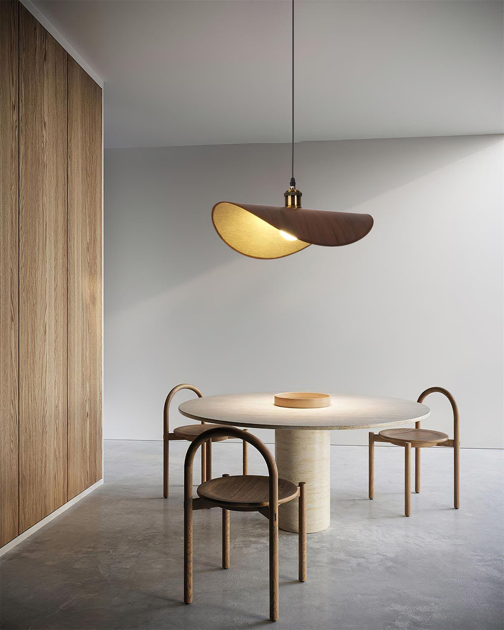Pendant Lamp Linen Fabric Shade Wood