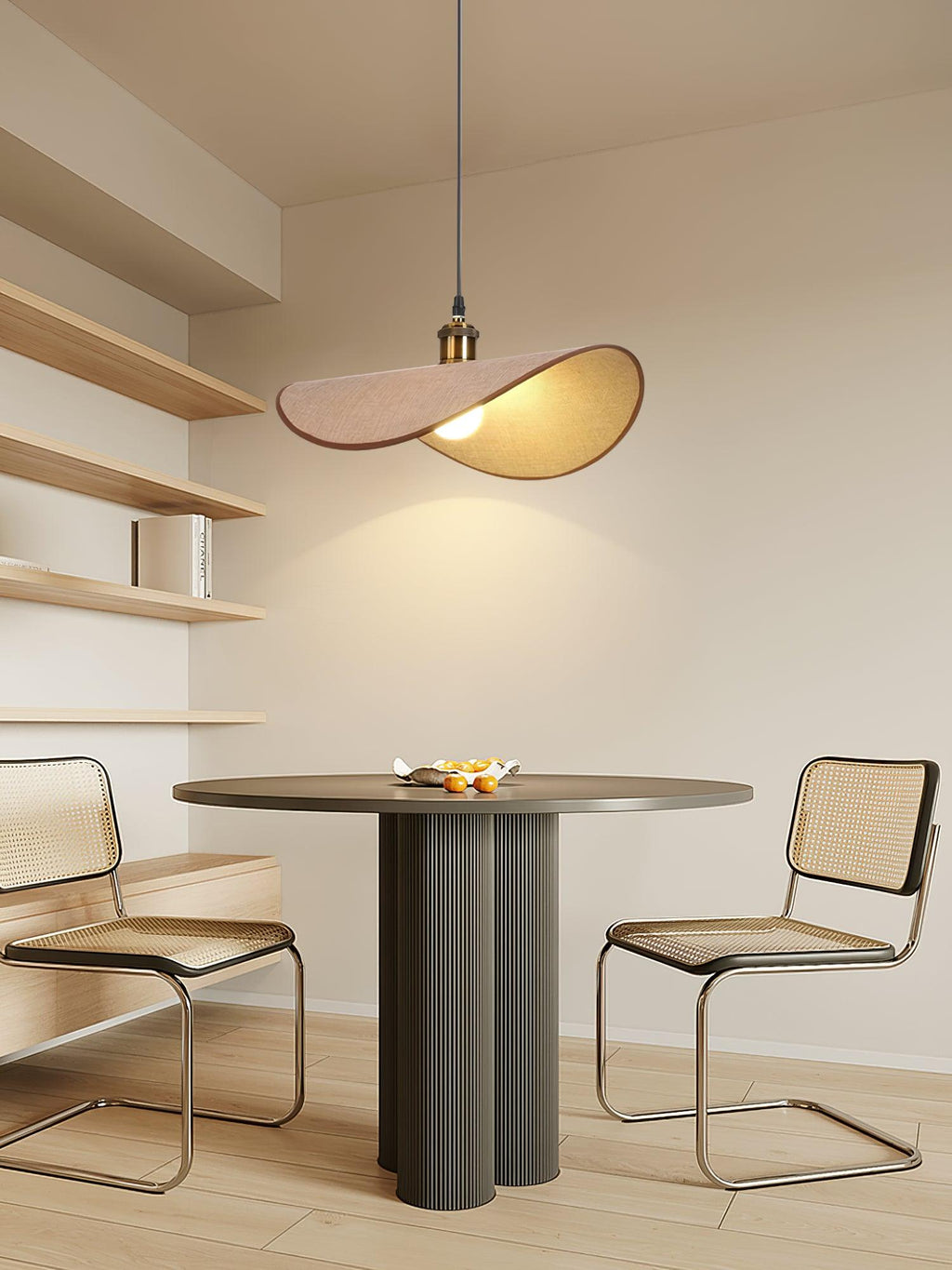 Pendant Lamp Linen Fabric Shade Wood
