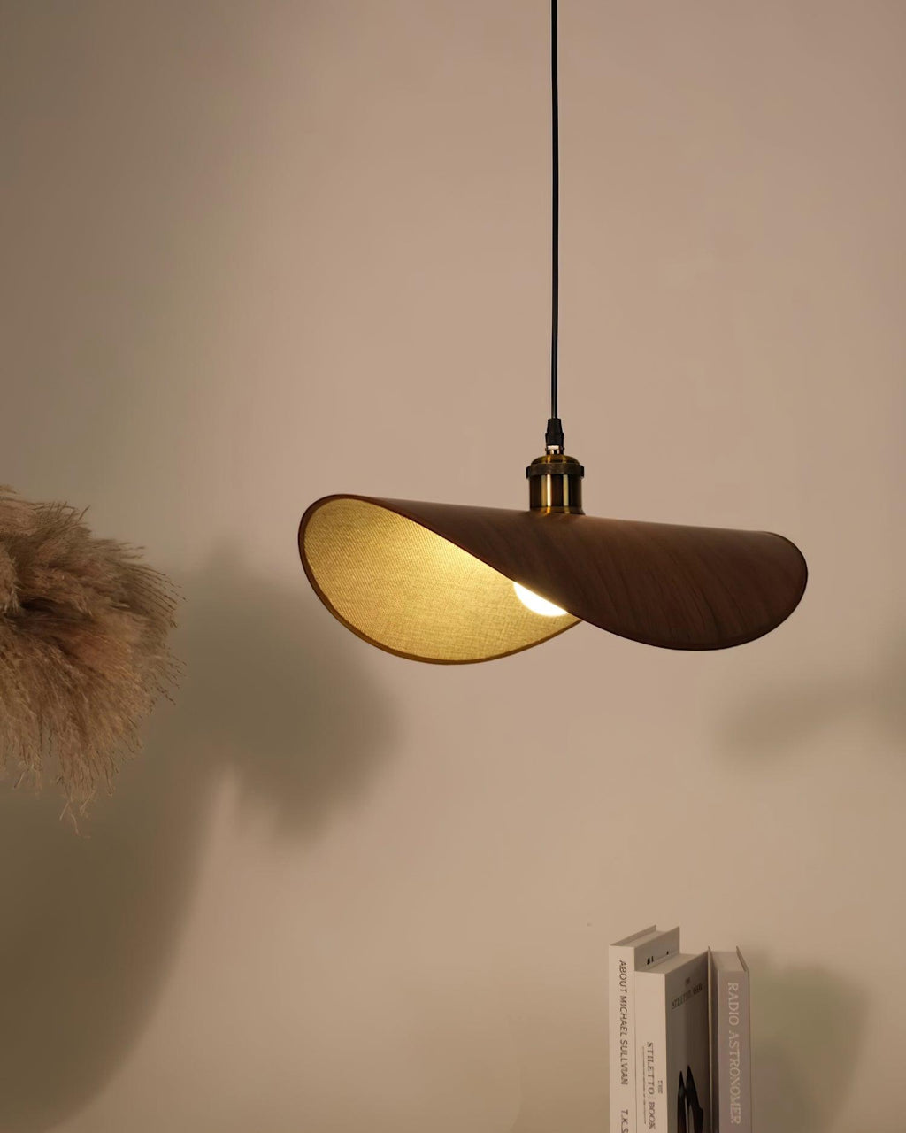 Pendant Lamp Linen Fabric Shade Wood