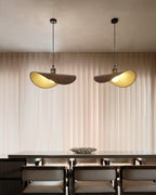 Pendant Lamp Linen Fabric Shade Wood