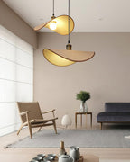Pendant Lamp Linen Fabric Shade Wood