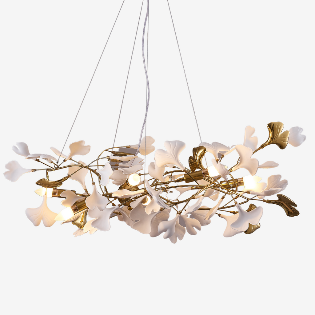 Olivia Luxury Ceramic Chandelier Large Foyer, Gingko leaf, Living Room