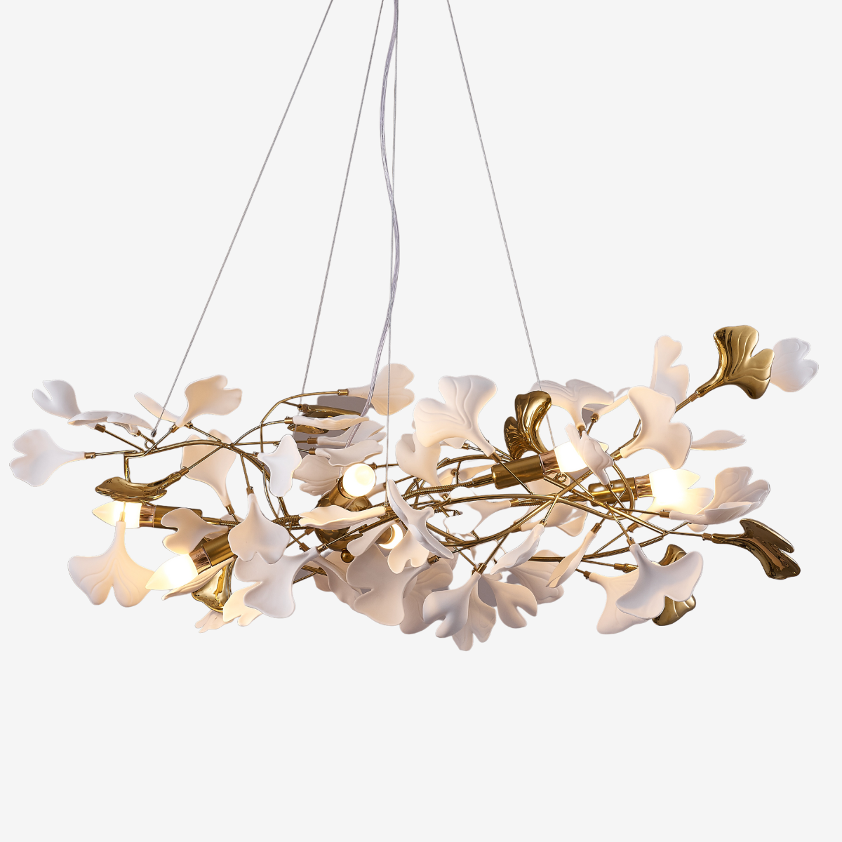 Olivia Luxury Ceramic Chandelier Large Foyer, Gingko leaf, Living Room