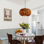 Ritta Boho Retro LED Pendant Light Wood Rattan Bedroom/Restaurant