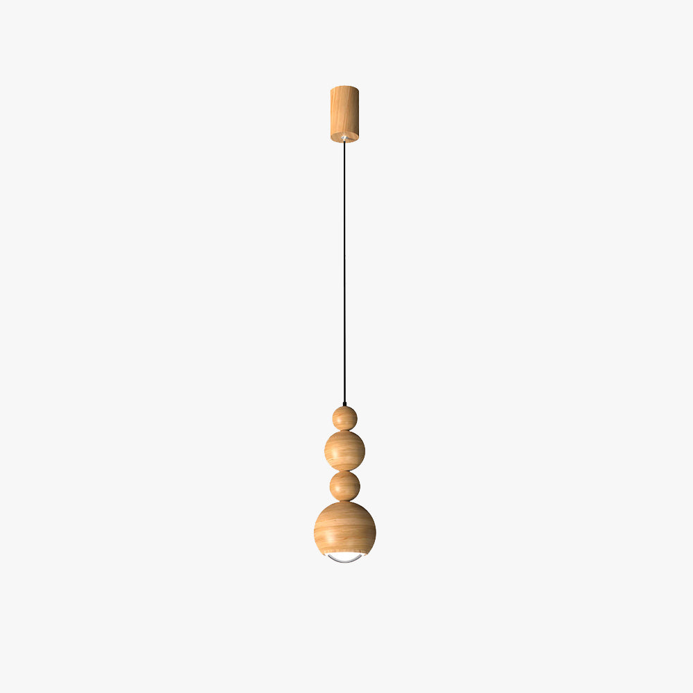 Muto Vintage LED Pendant Globe Light White Metal Wood Bedroom