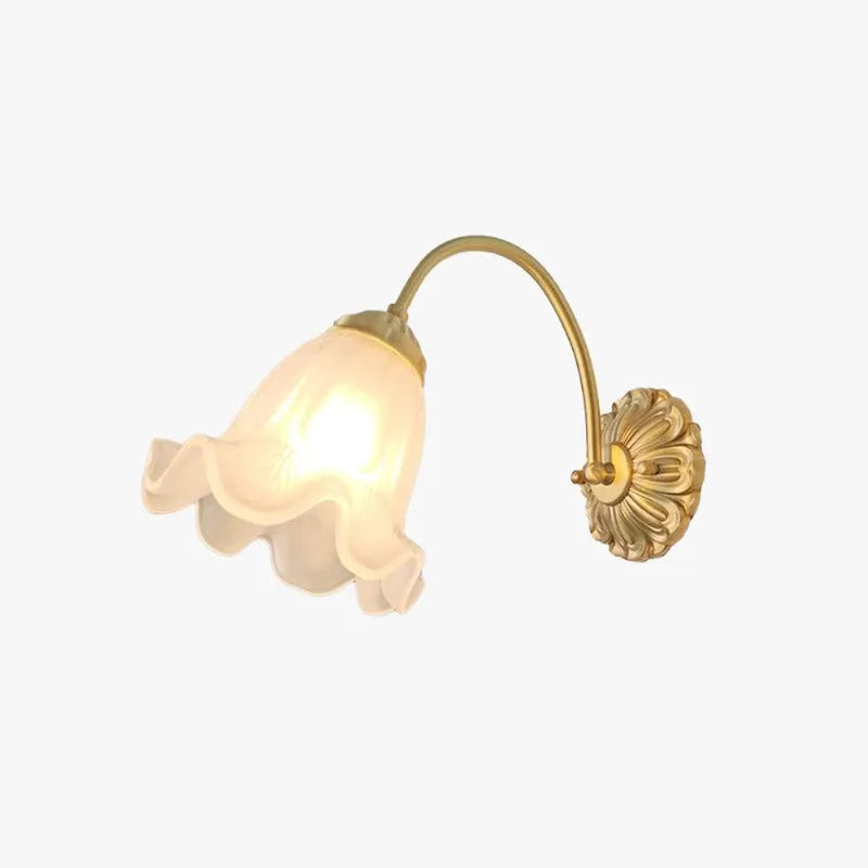 Arisha Retro LED Indoor Wall Lamp Gold  Glass  Flower-shaped Design  Bedroom