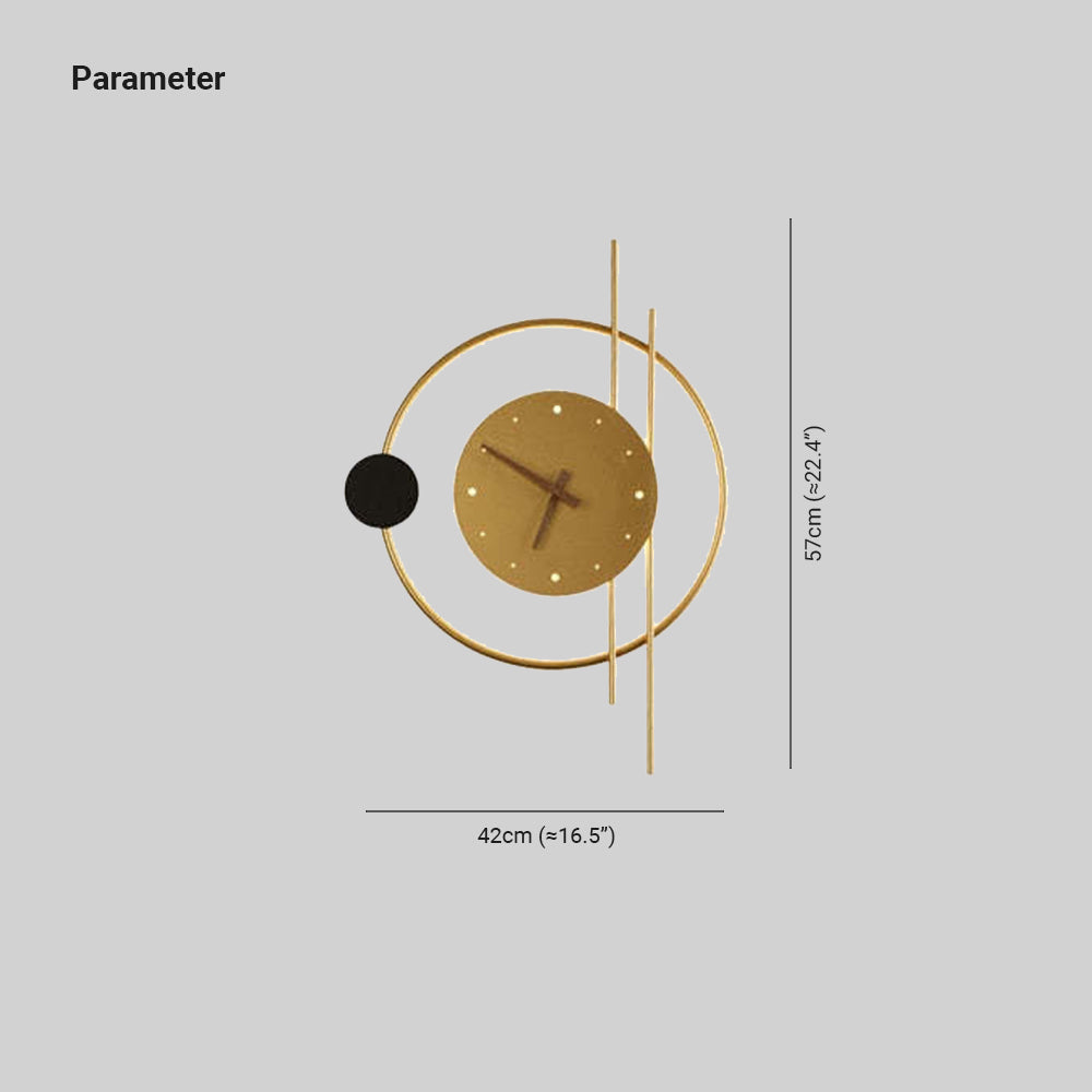 Arisha Wall Lamp Clock, Black & Gold