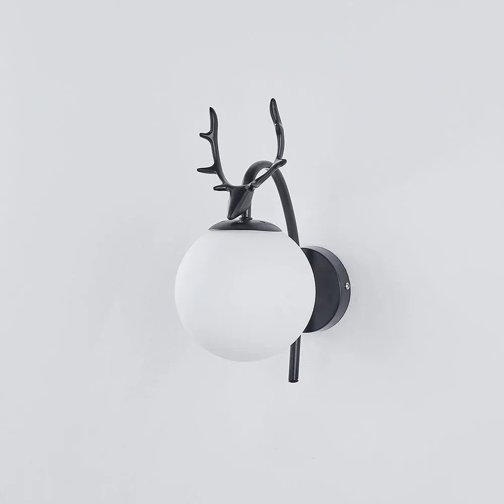 Valentina Modern Art-Deco Deer Bedside Wall Lamp, Black/Gold