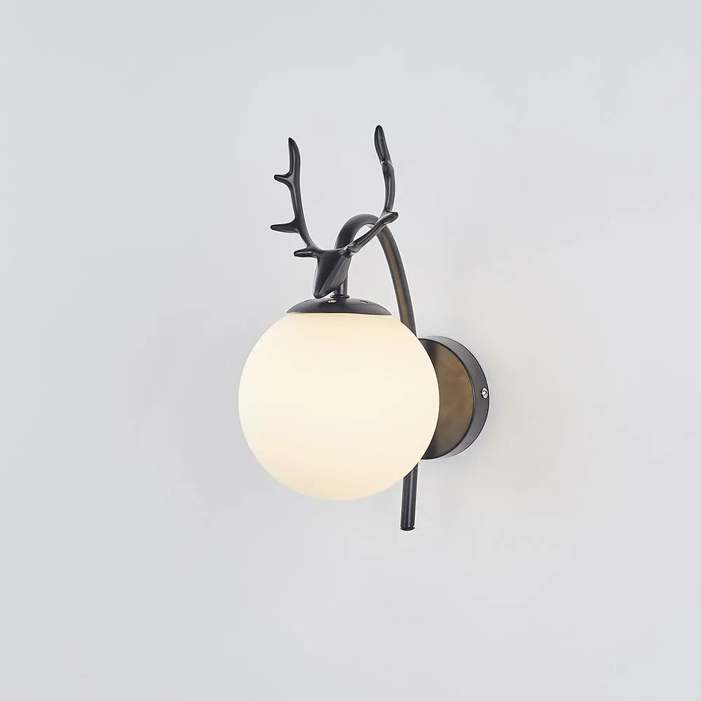Valentina Modern Art-Deco Deer Bedside Wall Lamp, Black/Gold