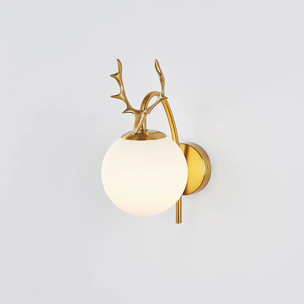 Valentina Modern Art-Deco Deer Bedside Wall Lamp, Black/Gold