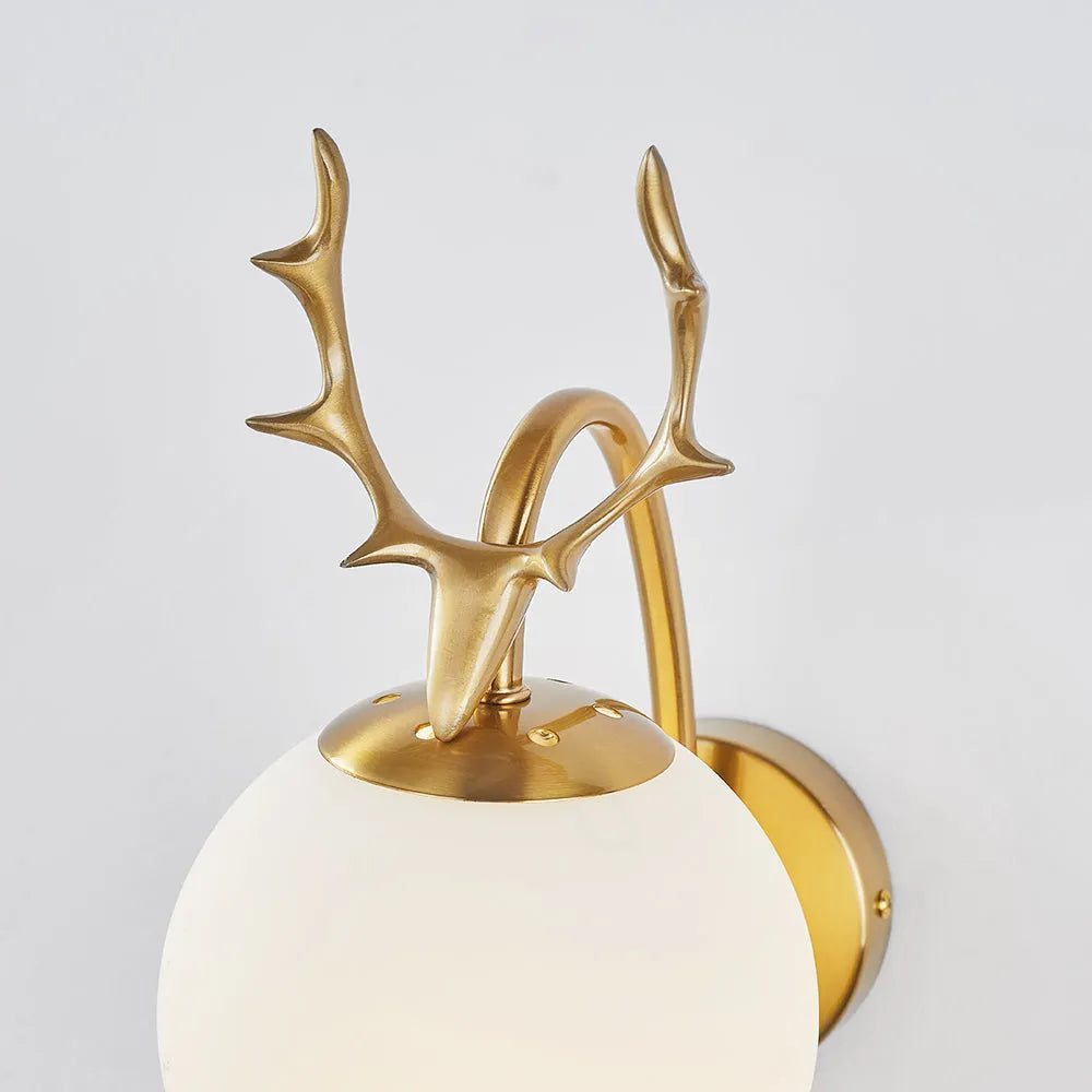 Valentina Modern Art-Deco Deer Bedside Wall Lamp, Black/Gold