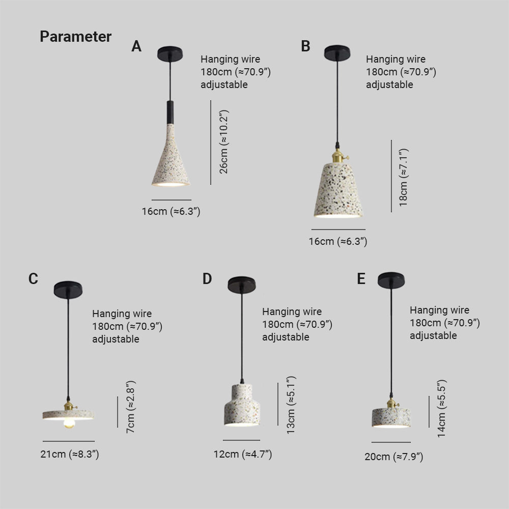 Aria Modern Stone Pendant Light, 5 Style