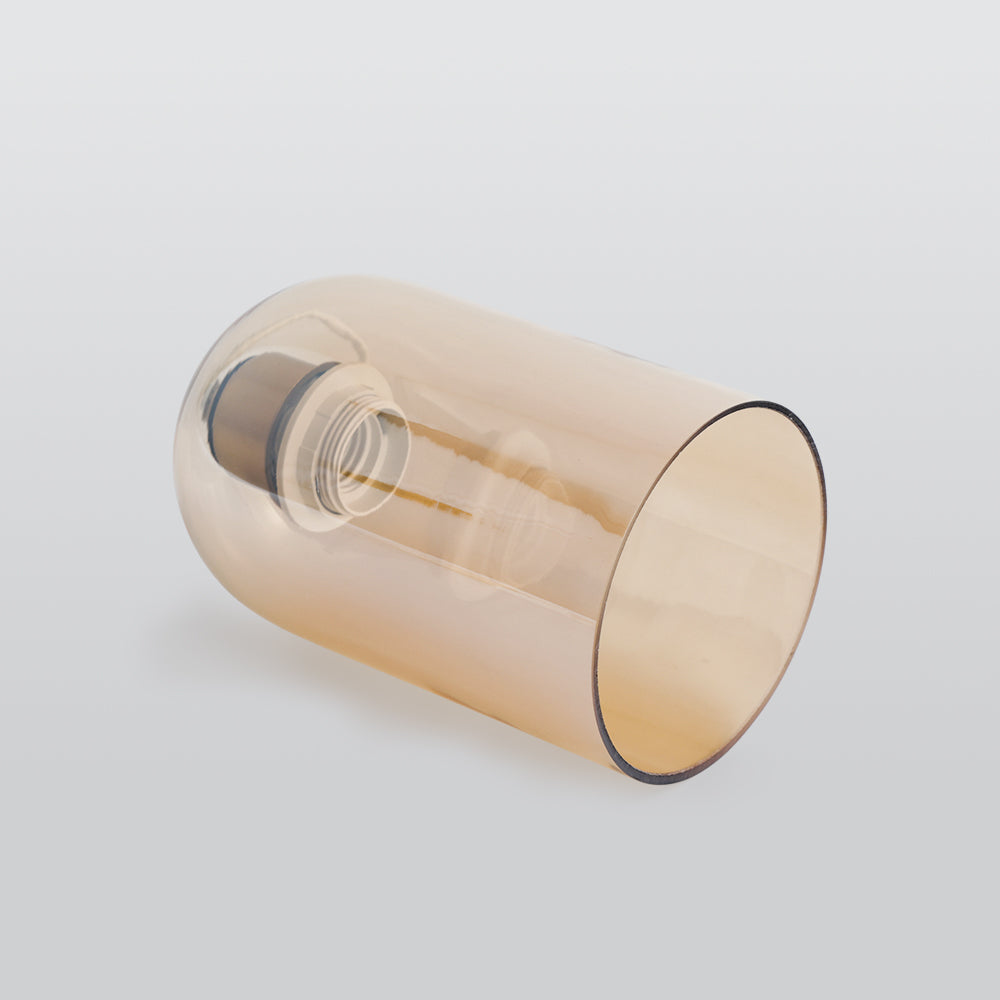 Valentina Modern Cylinder Semi-Flush Mount Clear Glass Ceiling Light, Cognac/Grey