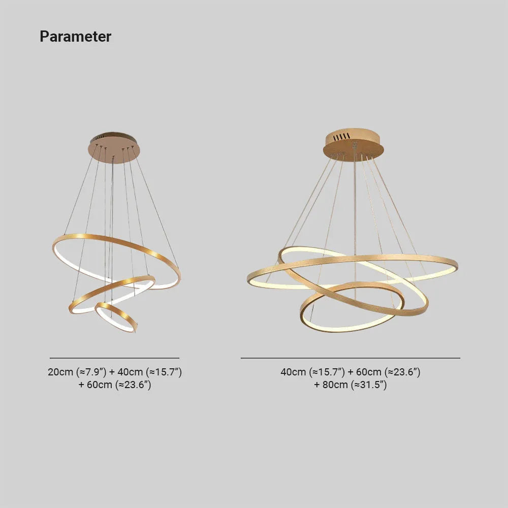 Aluna Pendant Light, Inner Ring Illuminated, White/Black/Gold