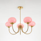 Valentina Retro Art Deco Globe Chandelier, White/Pink/Beige