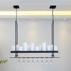 Austin Candle Black Chandeliers for Kitchen Island, Wine Glass Holder