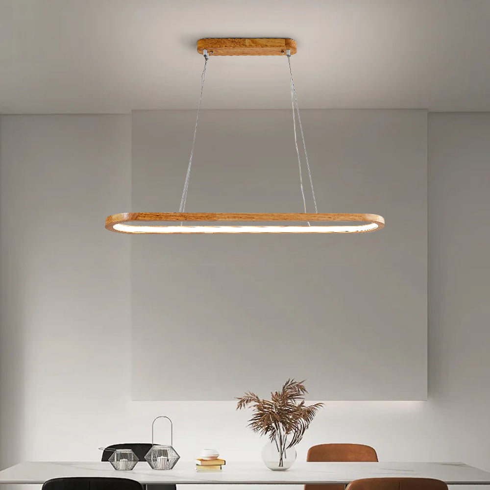 Veon Contemporary Oval Wooden Pendant Light - product image 3