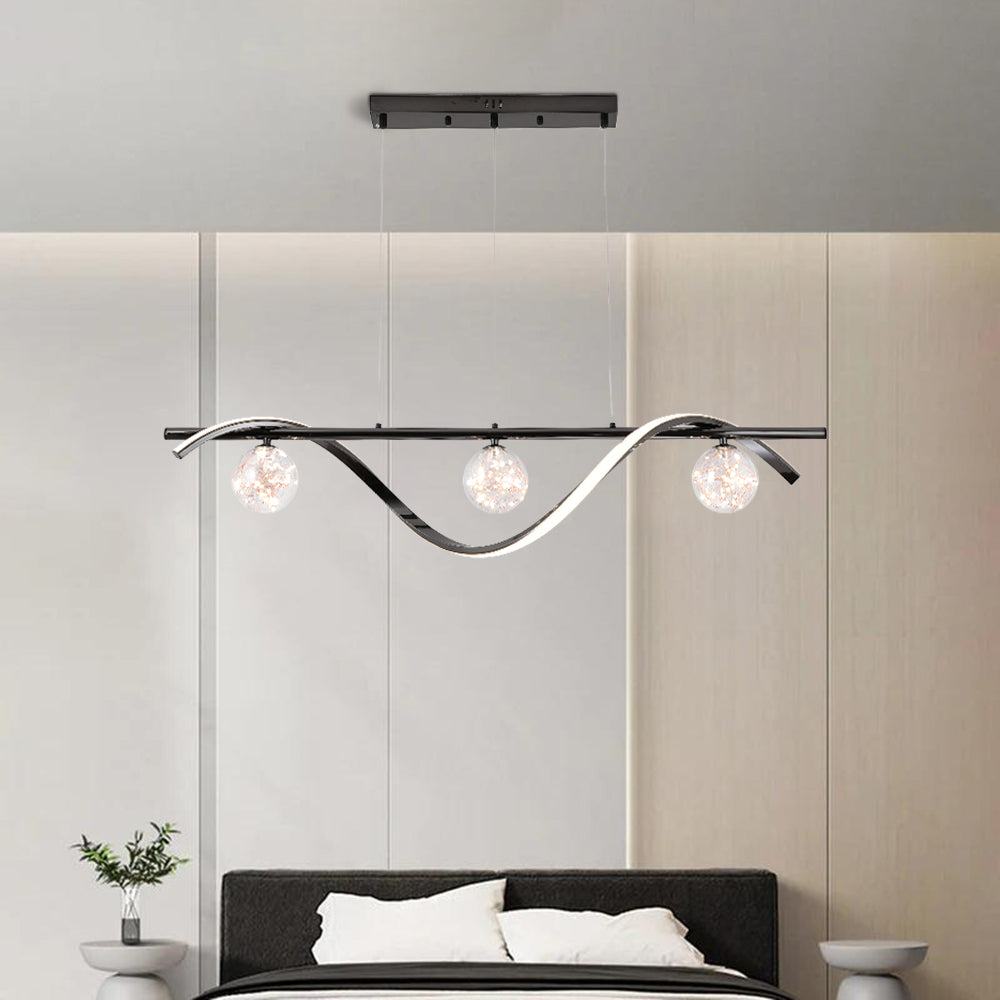 Arisha Graceful Arc with Glass Globes Pendant Light