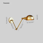 Epoch Vintage Semi-sphere Metal Swing Arm Foldable Wall Lamp, Bronze