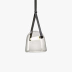 Valentina Modern Nordic Leather/Glass Pendant Light, Grey/White
