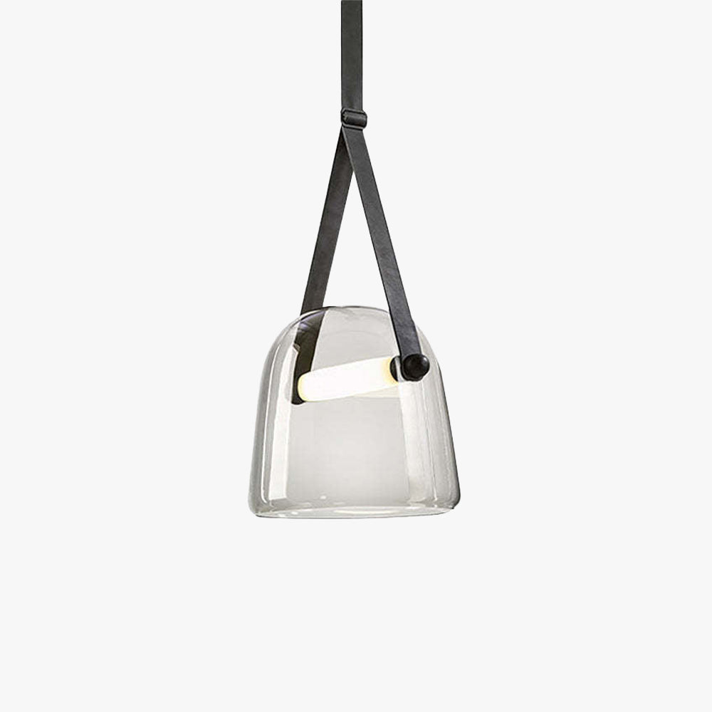 Valentina Modern Nordic Leather/Glass Pendant Light, Grey/White