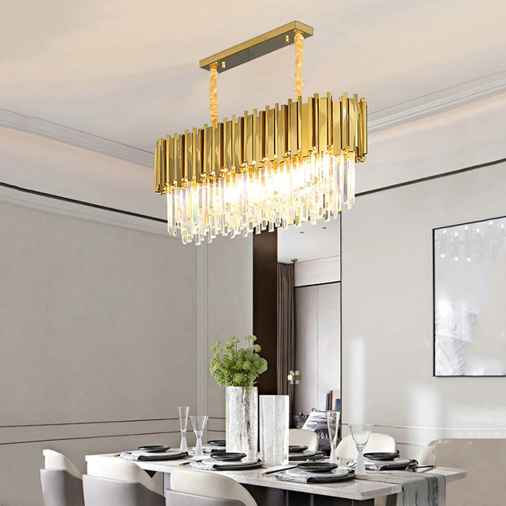 Kristy Nordic Postmodern Luxury Gold Crystal Chandelier for Dining Room & Living Room