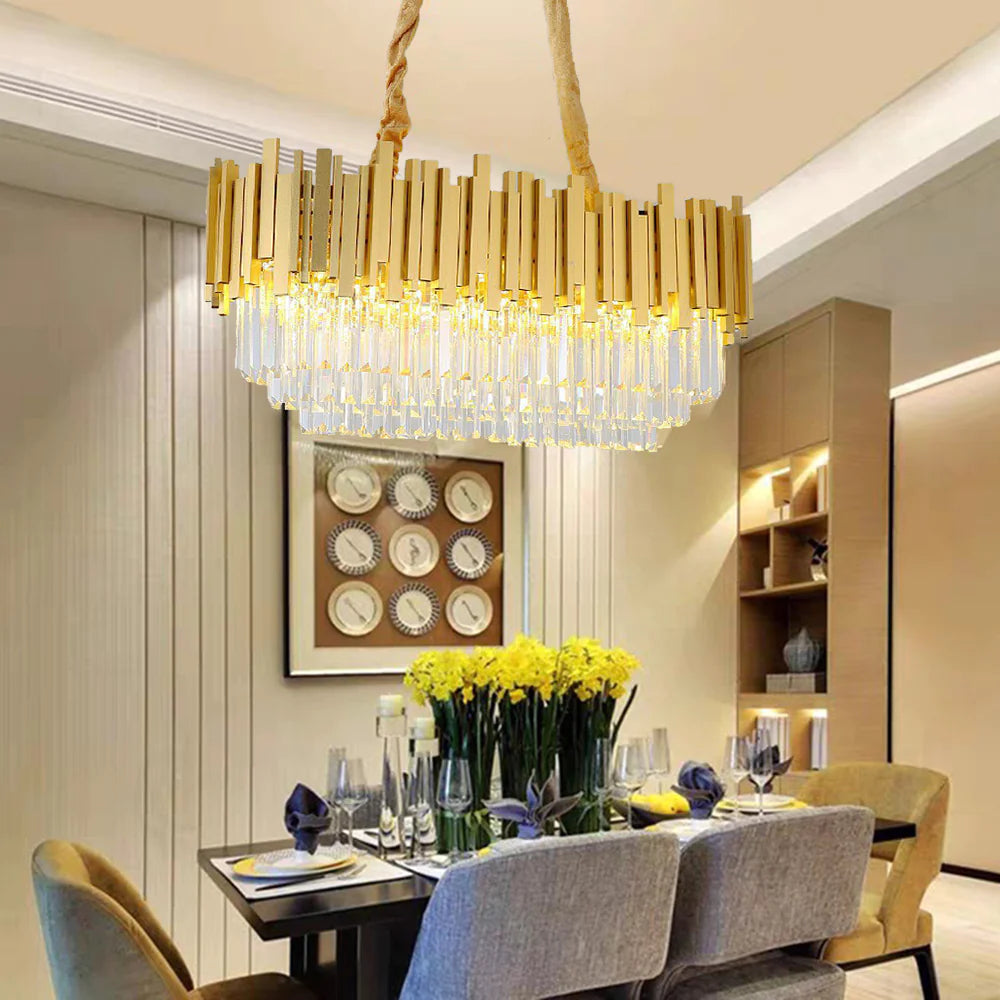 Kristy Nordic Postmodern Luxury Gold Crystal Chandelier for Dining Room & Living Room