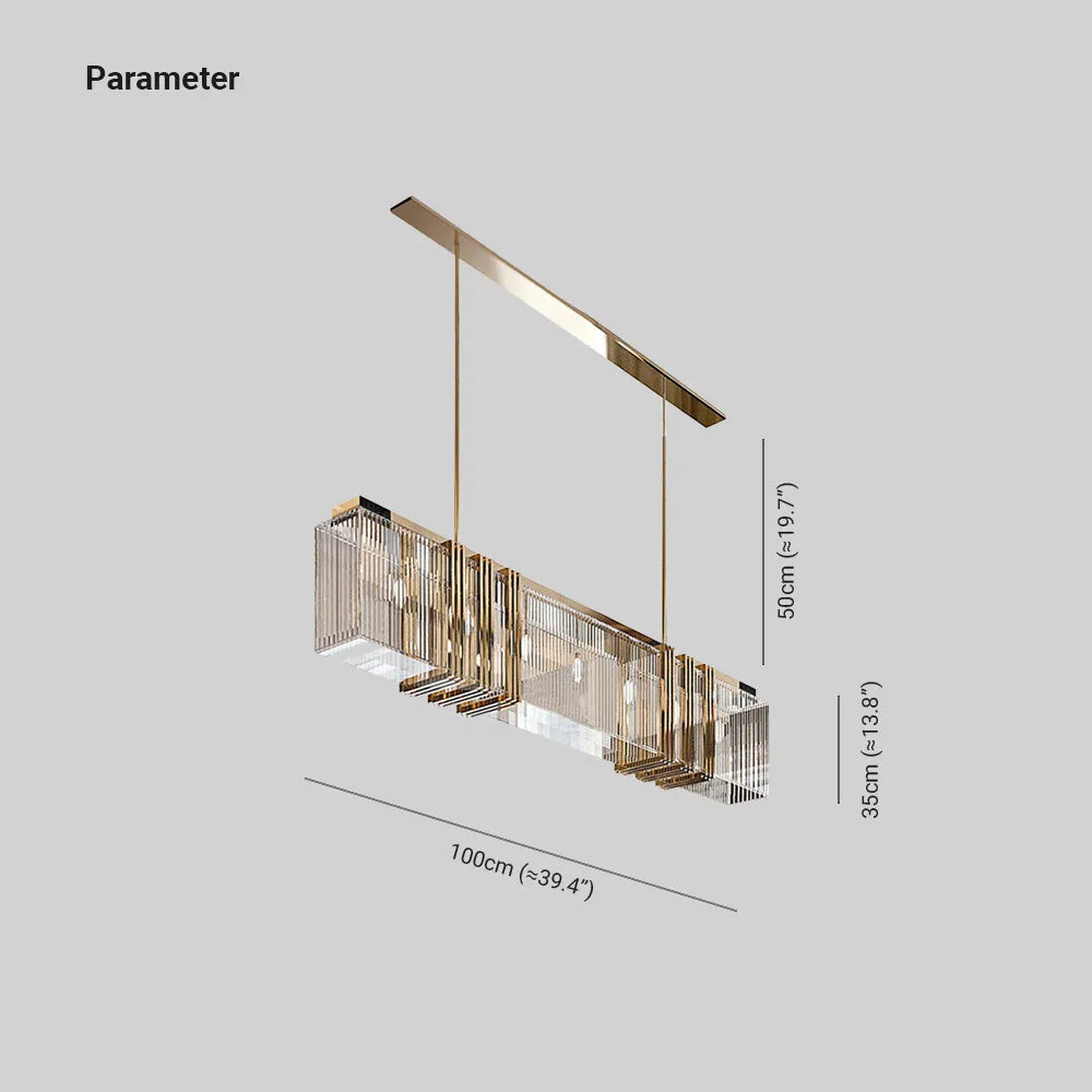 Kristy Metal Chandelier Pendant Light, Luxury Rectangular, Gold