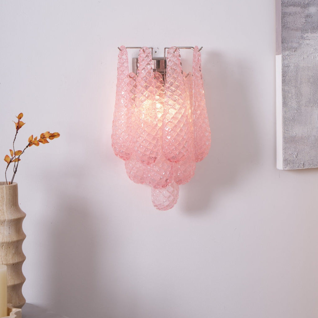 Aurora Wall Lamp Pink Teardrop Glass Floral Artistic