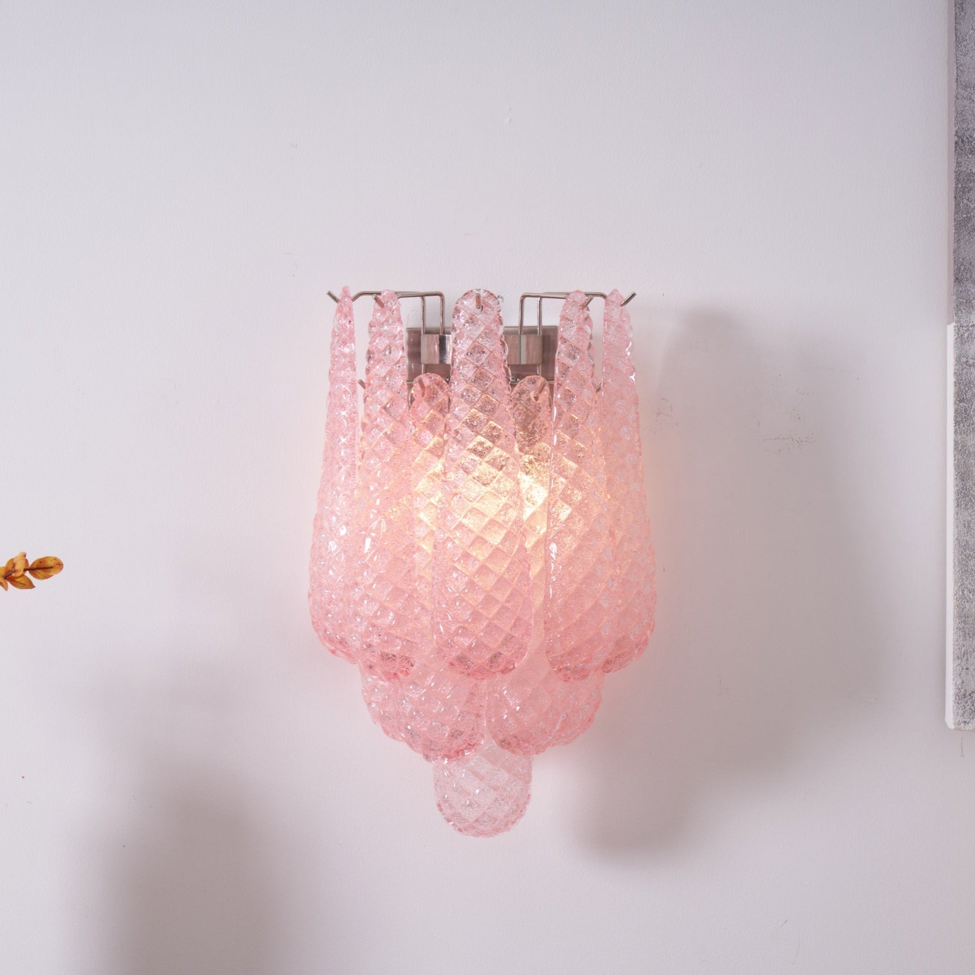 Aurora Wall Lamp Pink Teardrop Glass Floral Artistic