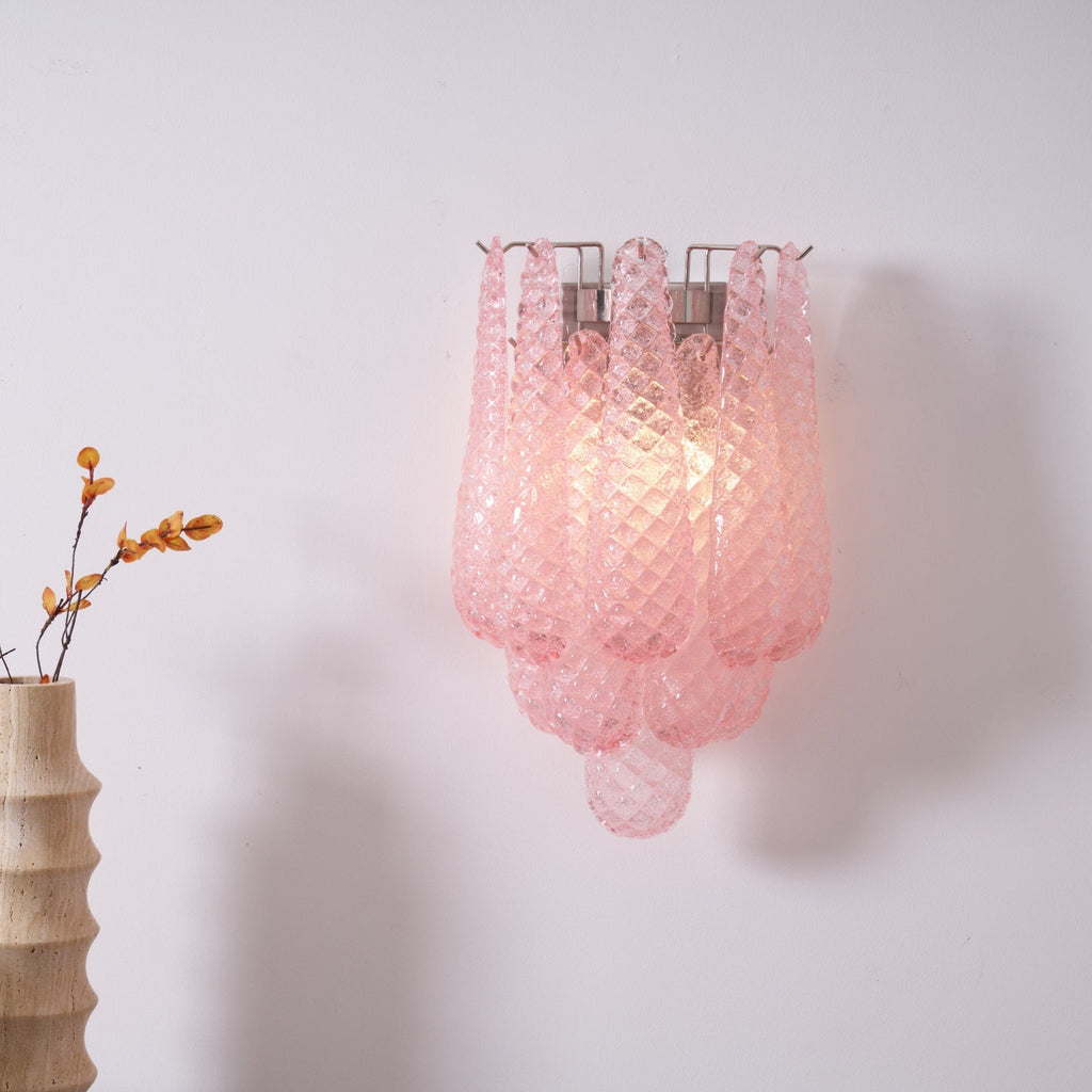 Aurora Wall Lamp Pink Teardrop Glass Floral Artistic