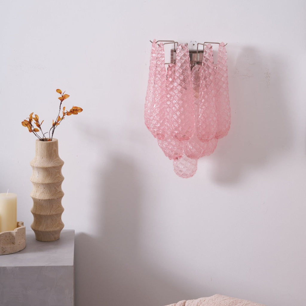 Aurora Wall Lamp Pink Teardrop Glass Floral Artistic