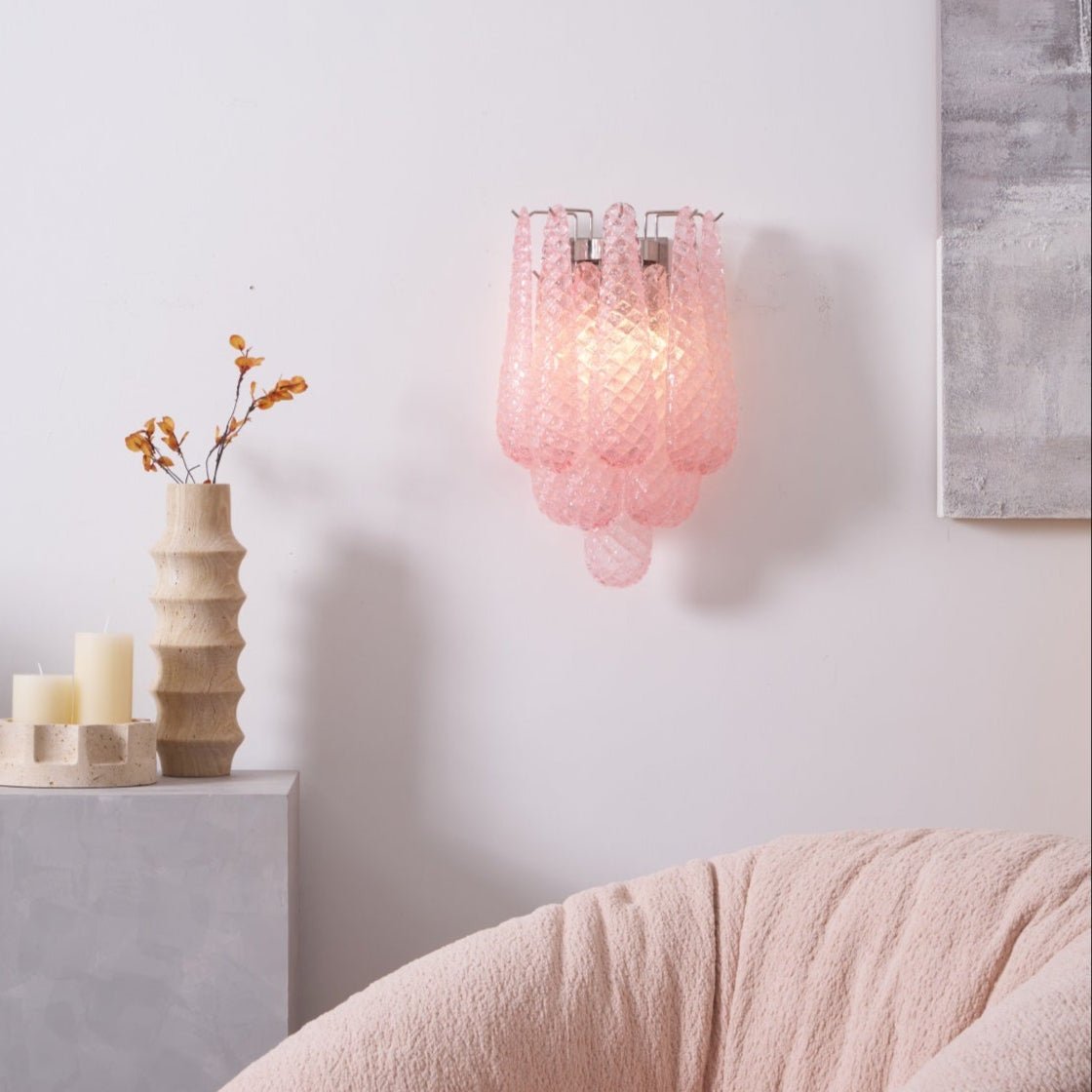 Aurora Wall Lamp Pink Teardrop Glass Floral Artistic