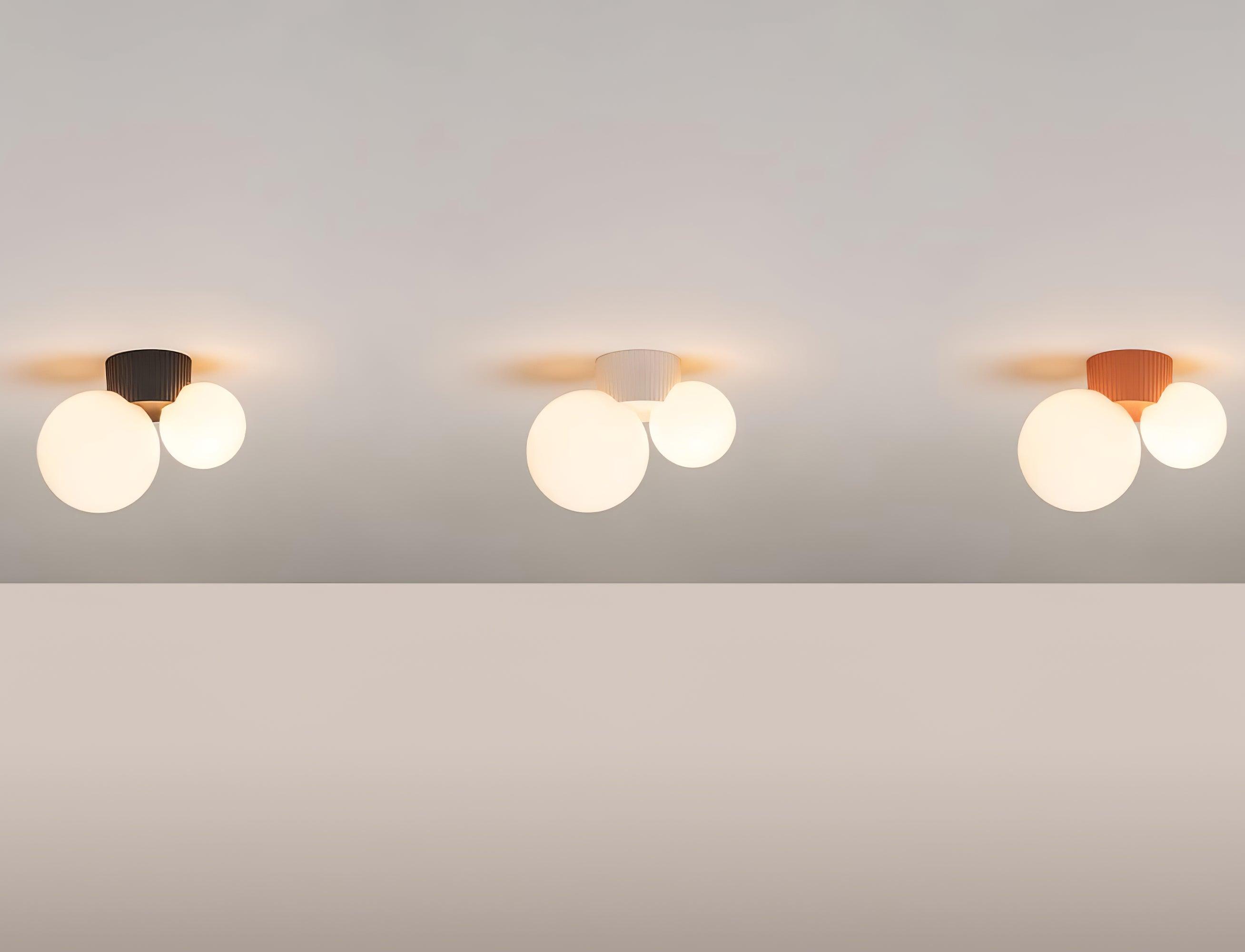 Ceiling Light  Playful Asymmetry with Dual Frosted Glass Globes