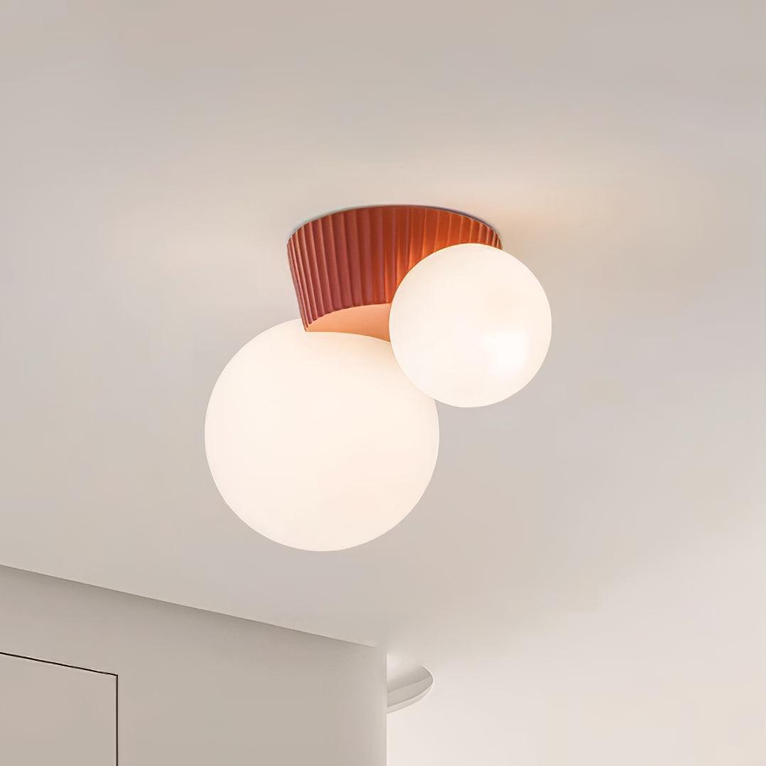 Ceiling Light  Playful Asymmetry with Dual Frosted Glass Globes